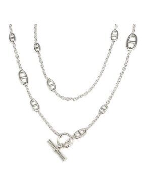 Hermes Necklace Chaine D'ancre Farande 160 AG 925 SV Silver Jewelry